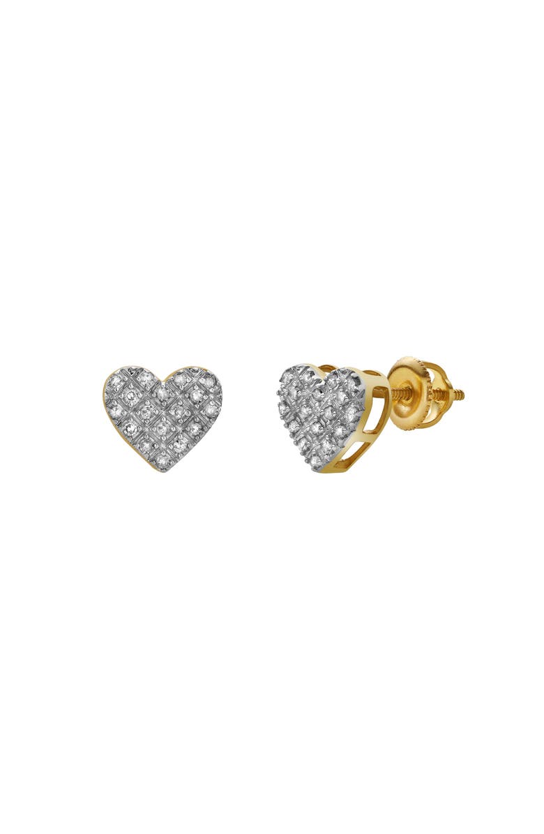 LuvMyJewelry Vow 10K Yellow Gold Cluster Diamond Unisex Earrings - 0.14 Cts, Main, color, 10K Yellow Gold
