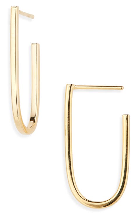 J Stud Post Hoop Earrings