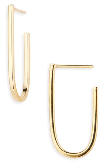 Argento Vivo J Stud Post Hoop Earrings