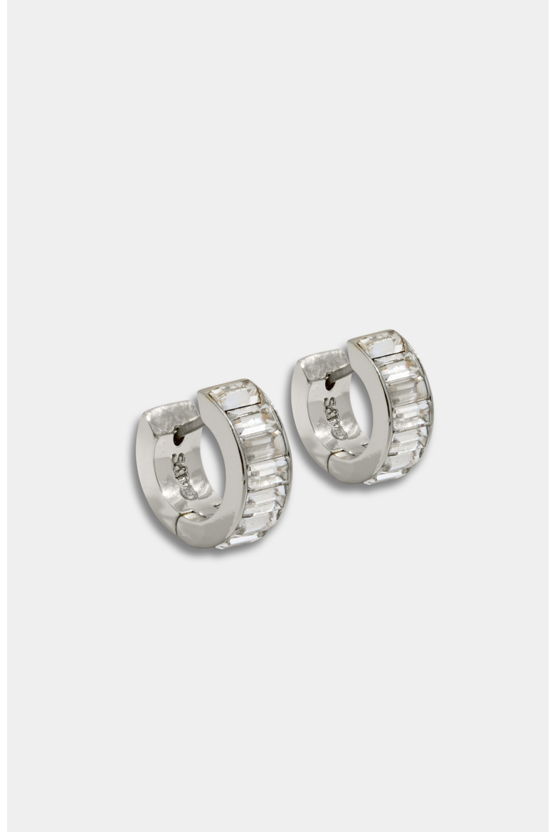 Channel Set Hoop Earrings, Main, color, Silver