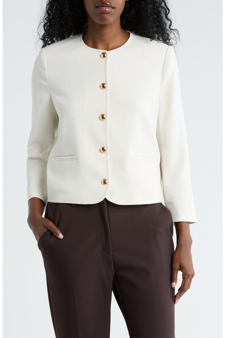 Textured Collarless Jacket, Main, color, IVORY TOFU