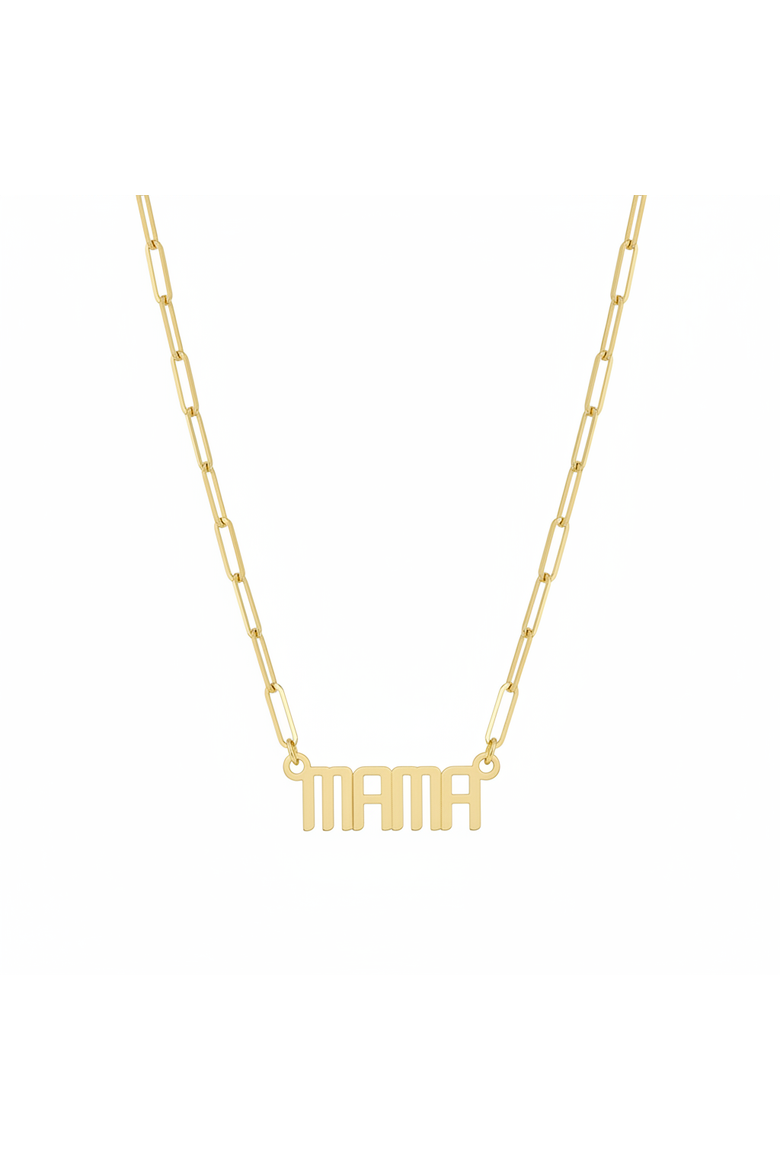 The Signature Mini Mama Nameplate Necklace, Main, color, Gold