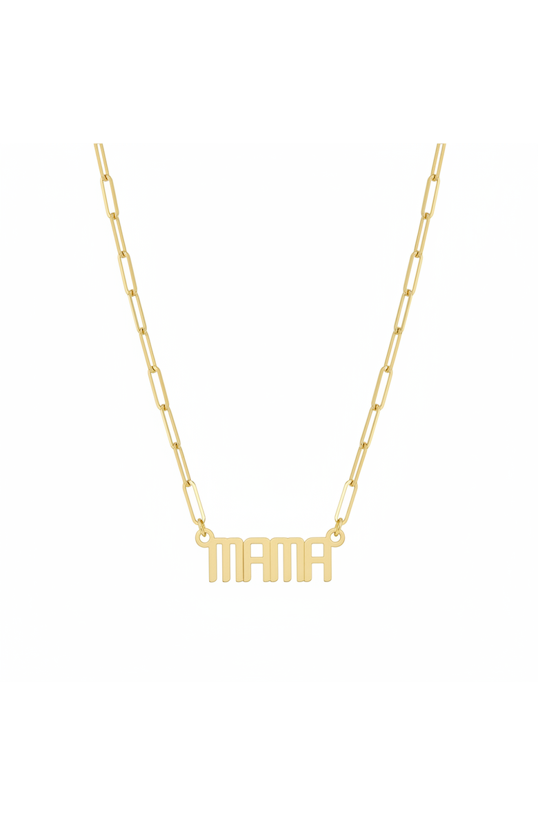 Leni James The Signature Mini Mama Nameplate Necklace, Main, color, Gold