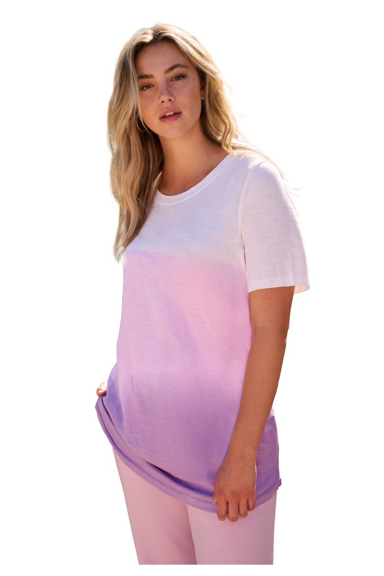 Plus Size Ombre Scoop Neck Tee, Main, color, LAVENDER OMBRE