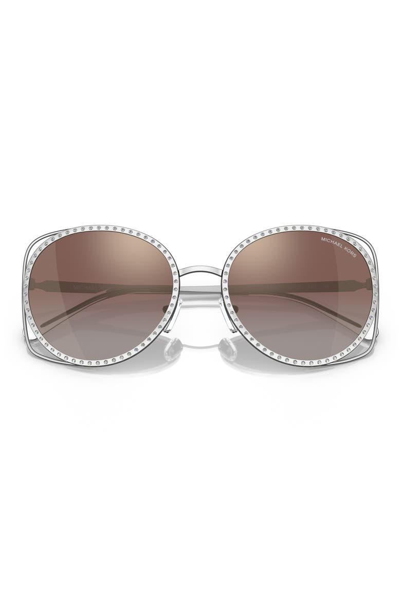 57mm Round Sunglasses, Alternate, color, SILVER