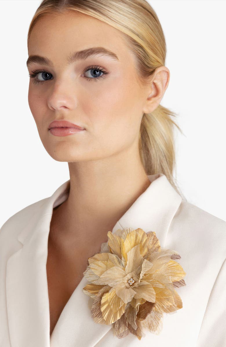 Helena Simon The Golden Poinsettia Floral Brooch, Alternate, color, Gold