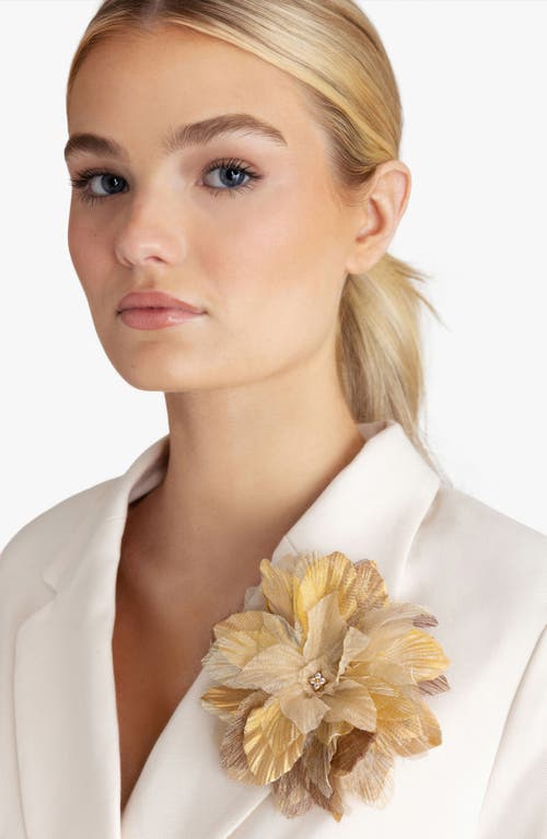 Helena Simon The Golden Poinsettia Floral Brooch In Gold