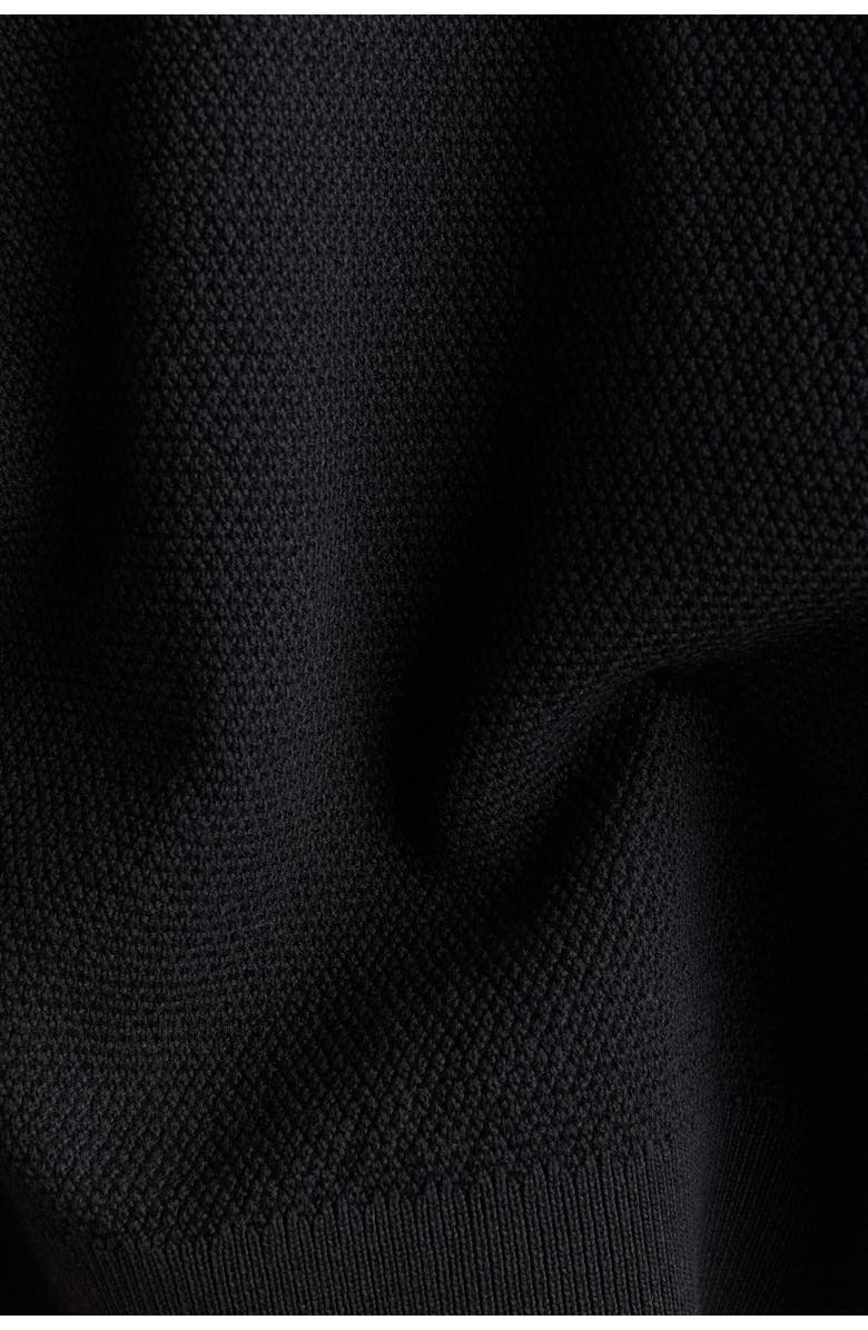 H&M Waffle-knit Polo Shirt, Alternate, color, Black