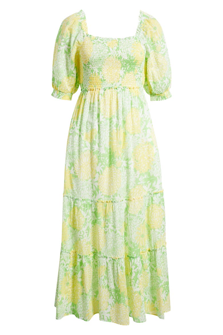 Hadly Floral Print Smocked Dress, Alternate, color, CROCODILE GREEN MUMBO JUMBO