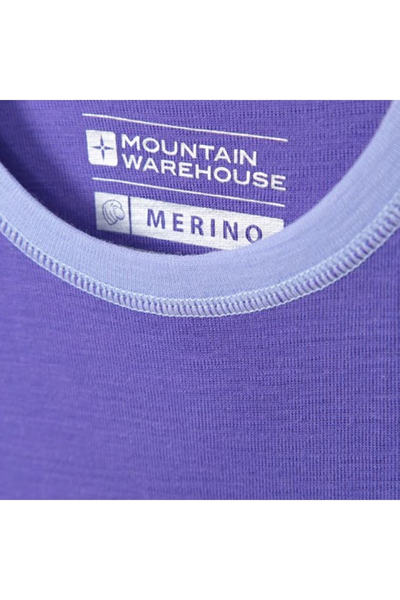 Childrens/Kids Merino II Contrast Round Neck Base Layer Top, Alternate, color, Purple
