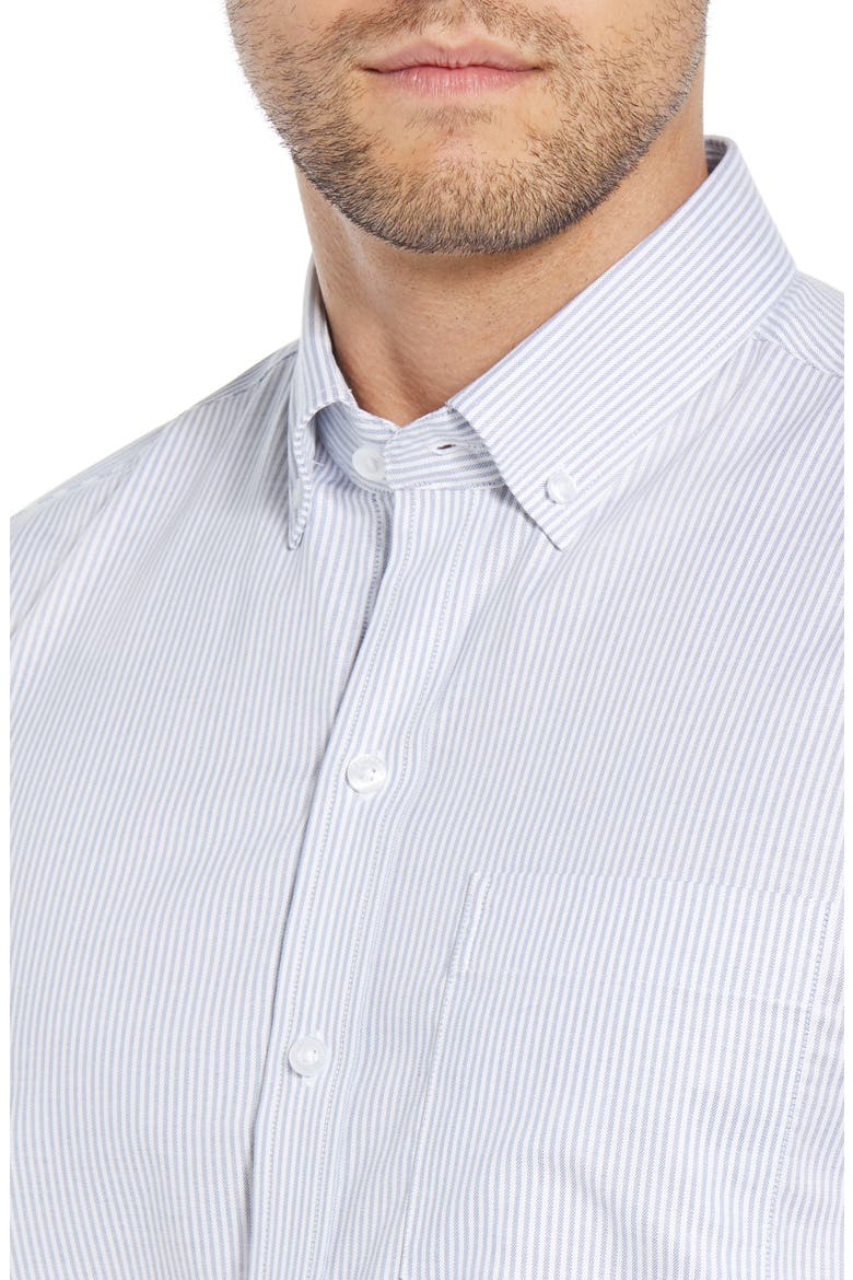 Cotton Blend Oxford Stripe Shirt, Alternate, color, LIGHT BLUE