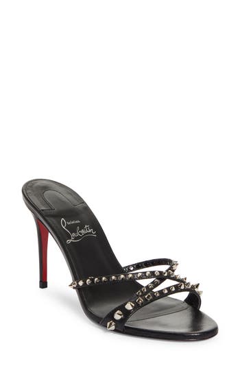 Christian Louboutin Tatoosh Spike Slide Sandal In Black