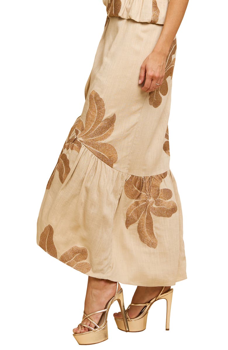 CIEBON Shanne Embroidered Print Ruffle Wrap Skirt, Alternate, color, 