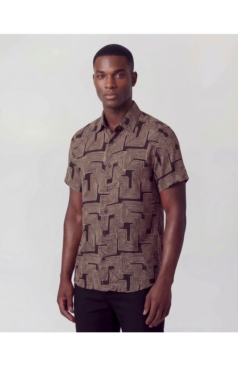Lords of Harlech Inter Twine Mens Linen Button-up Shirt, Alternate, color, Inter Twine Black