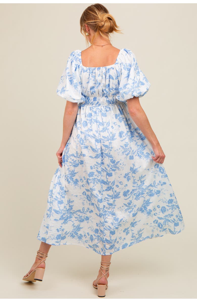 PinkBlush Floral Puff Sleeve Midi Dress, Alternate, color, Blue