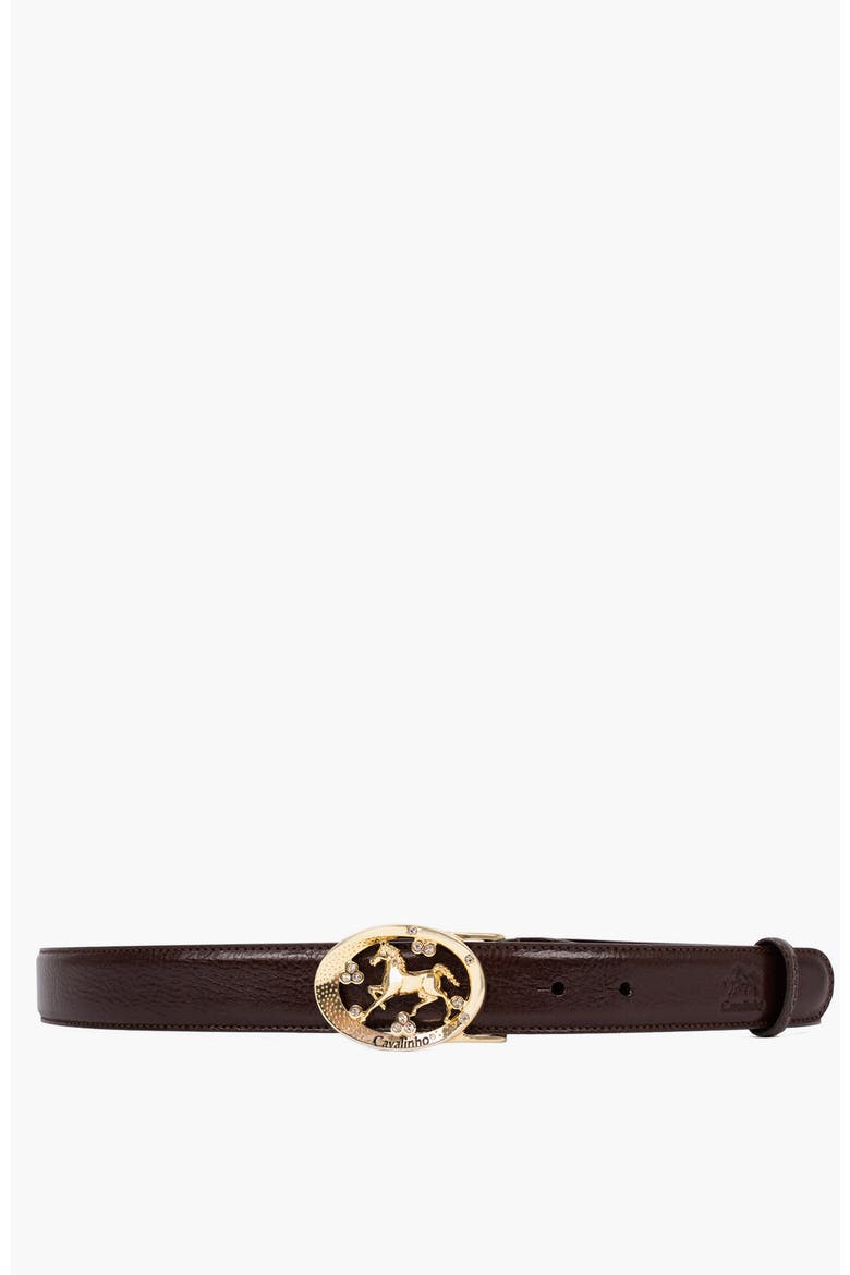 Cavalo Lusitano Leather Belt with Oval Buckle 917, Main, color, Brown