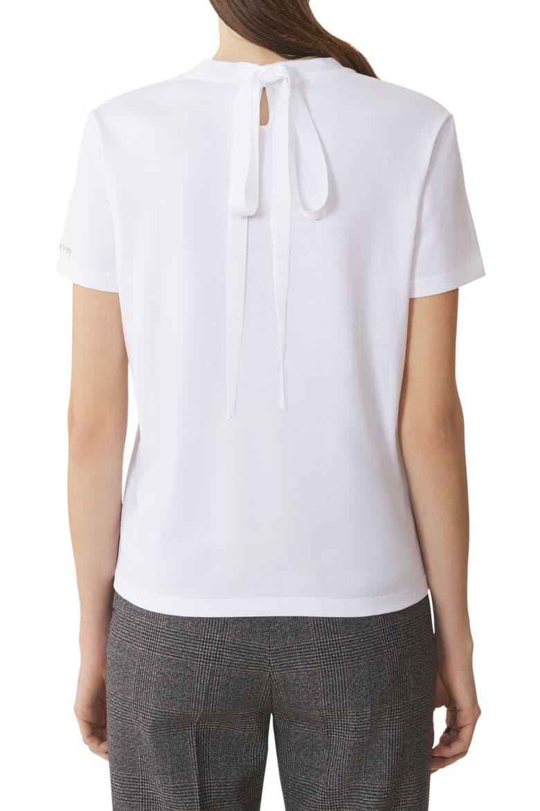 Cotton T-Shirt With Ribbon Detail, Alternate, color, Optic White