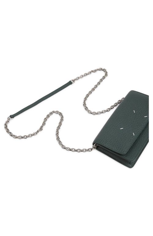 Maison Margiela Large Leather Wallet On A Chain In Green