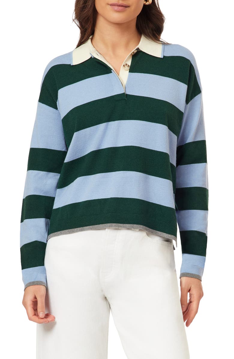 Scotch & Soda Stripe Polo Sweater, Main, color, Riveria/ Eden