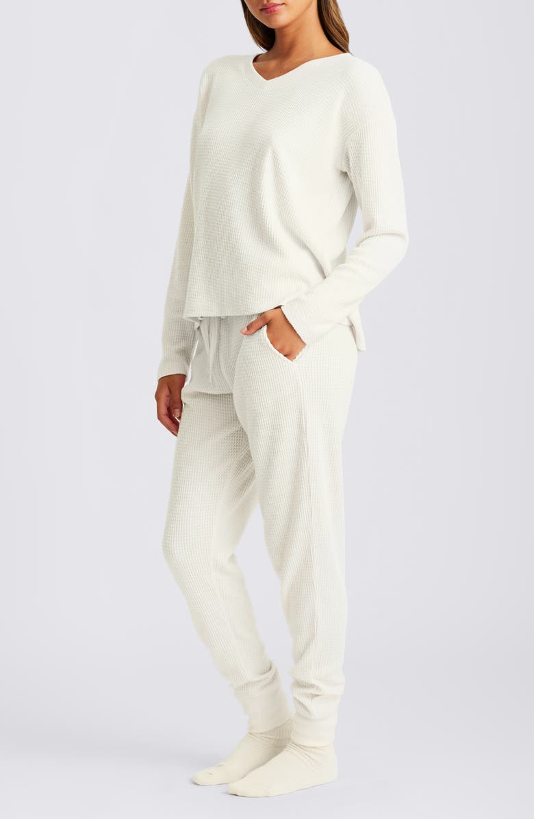 Papinelle Supersoft Waffle Pajamas, Alternate, color, Ecru
