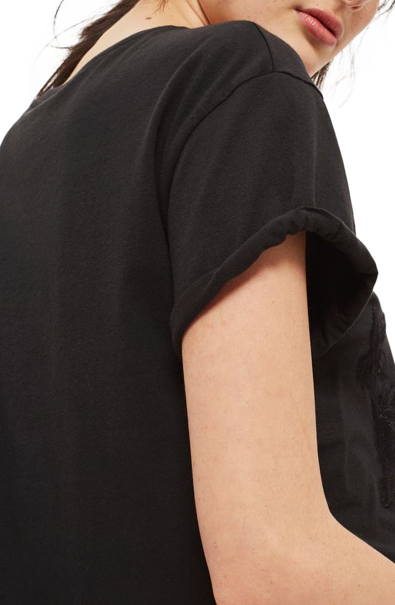 Topshop Embroidered Crop Tee, Alternate, color,