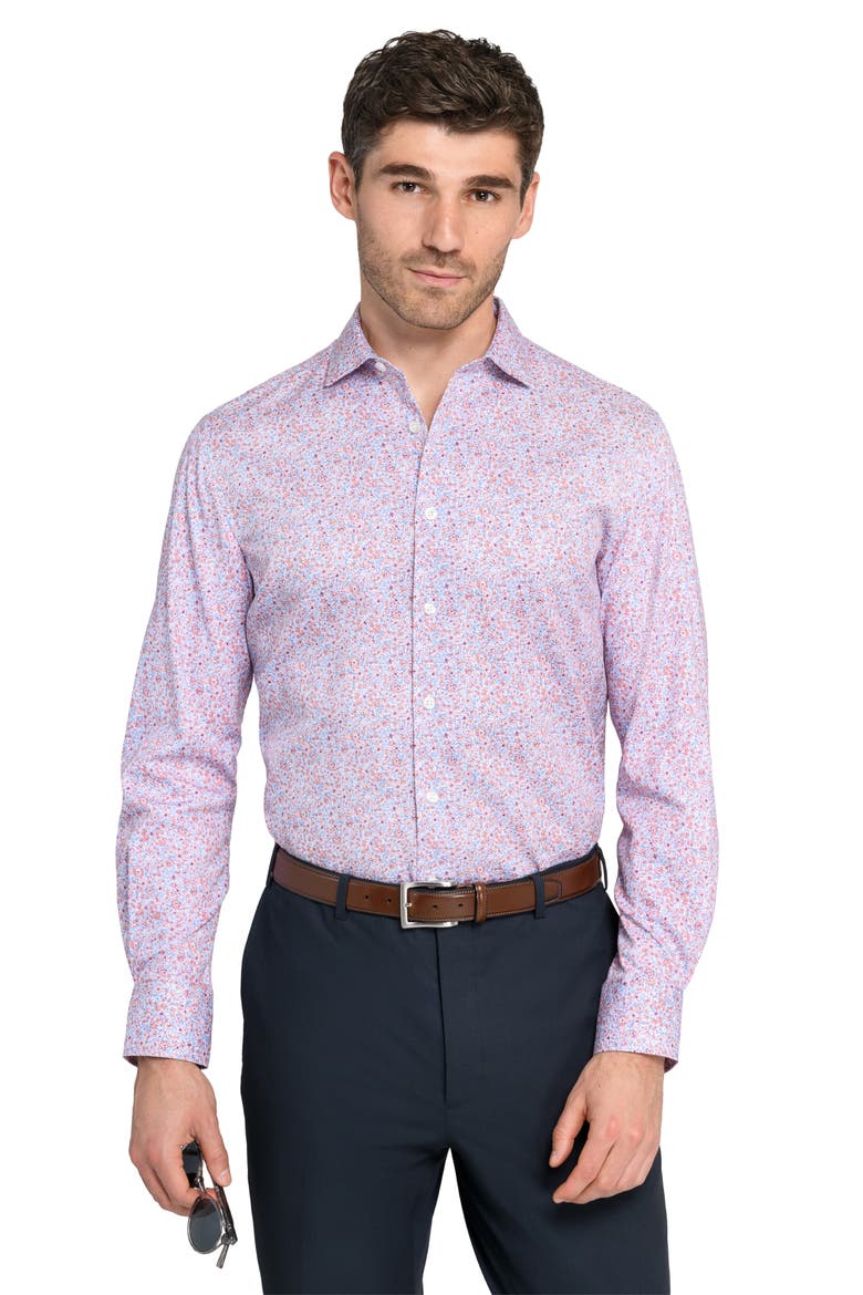 Reworked Slim Fit Cotton Dress Shirt, Alternate, color, CORAL