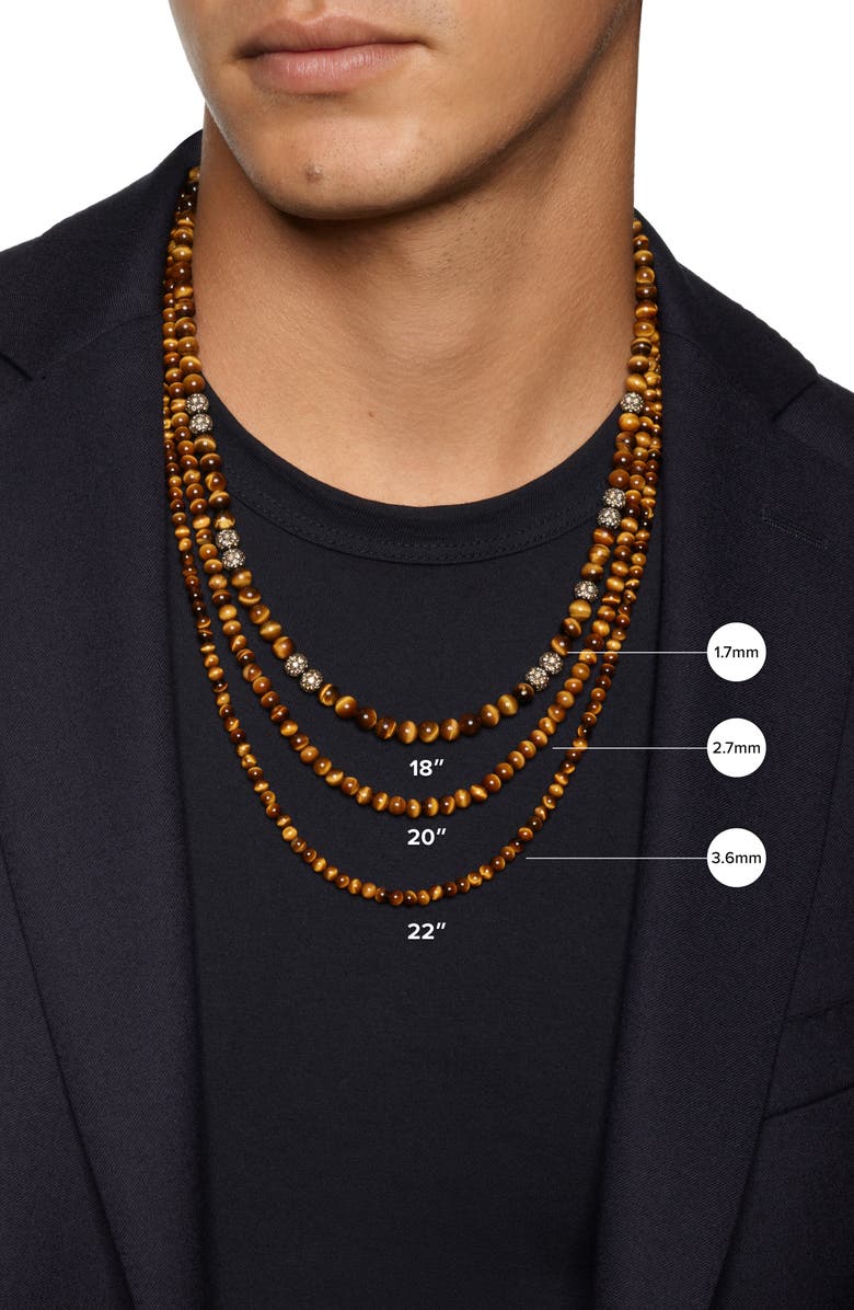 David Yurman Men's Spiritual Beads Necklace in Sterling Silver, 5mm, Alternate, color, Silver/ Black Spinel