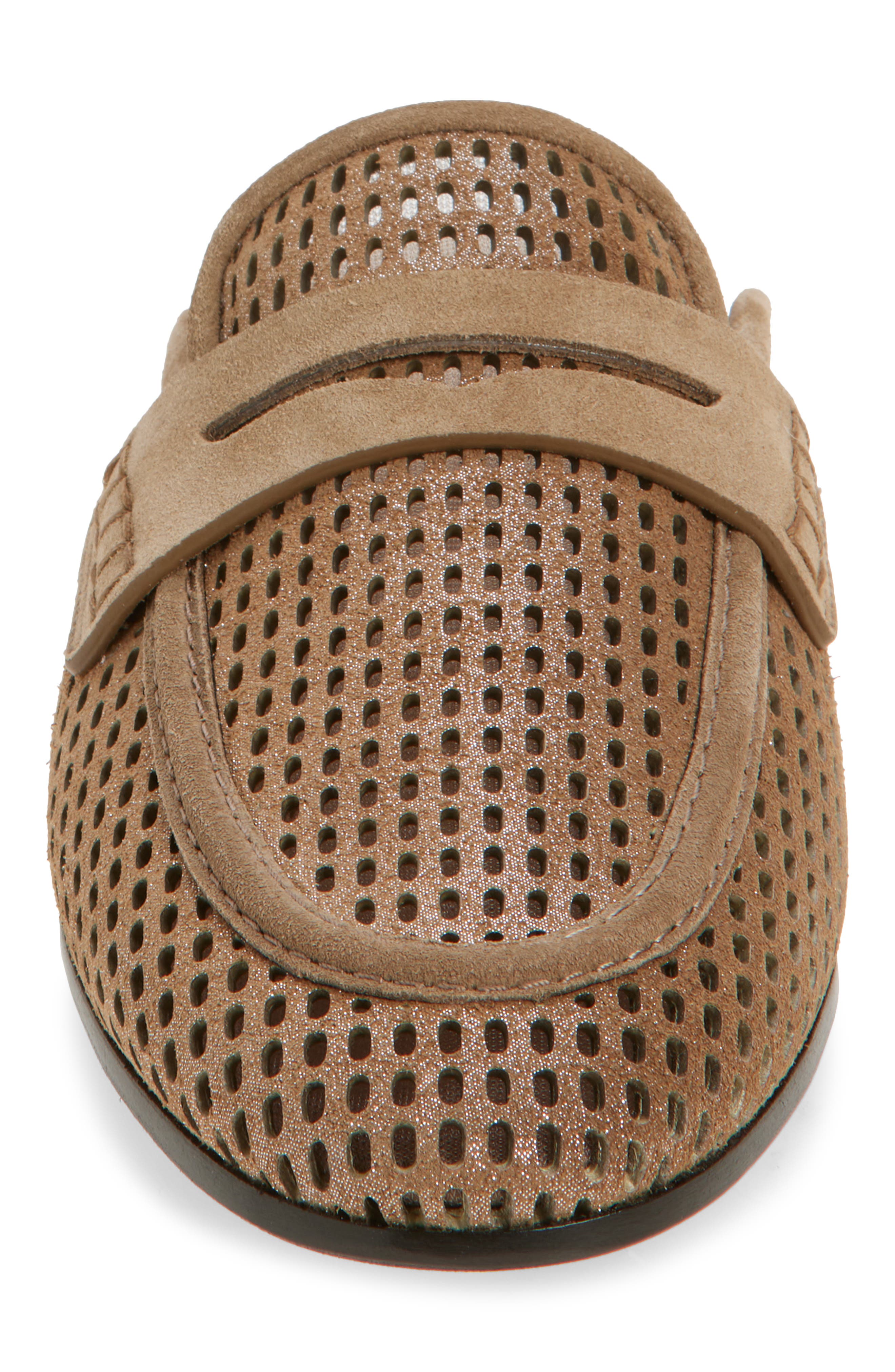 Brunello Cucinelli Sparkle Net Leather Mule, Alternate, color, Brown