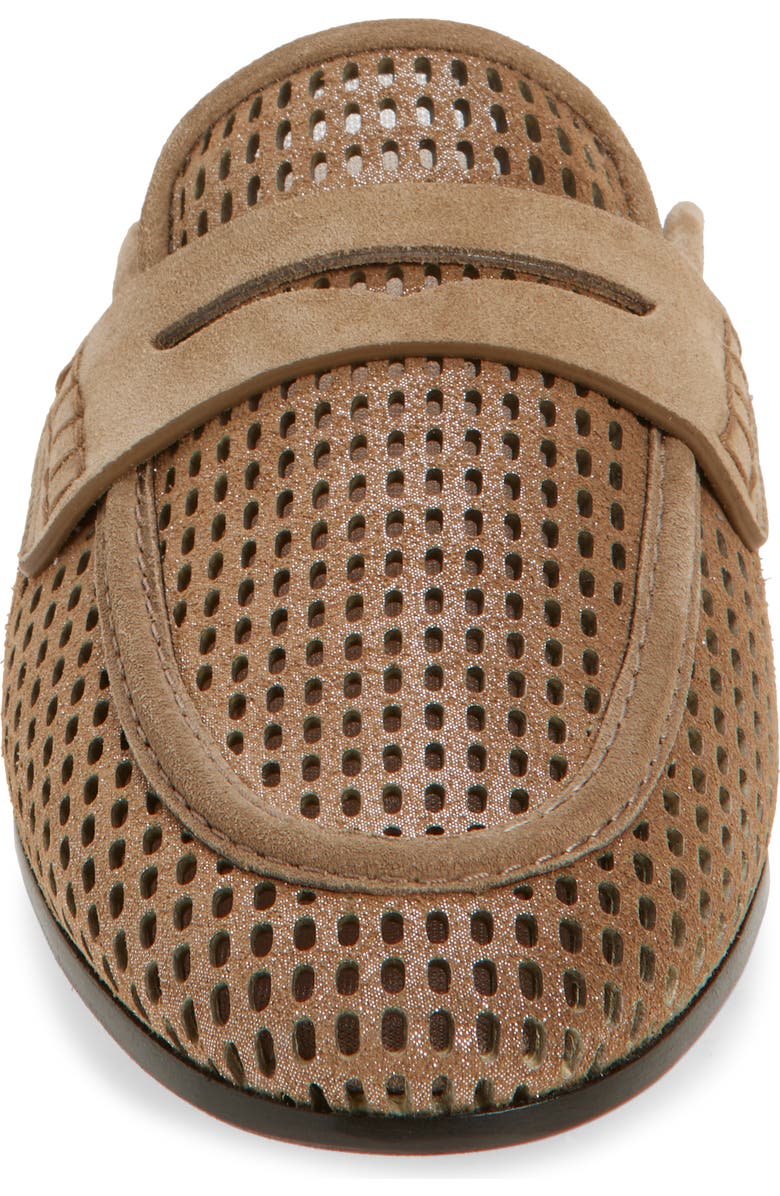 Brunello Cucinelli Sparkle Net Leather Mule, Alternate, color, Brown