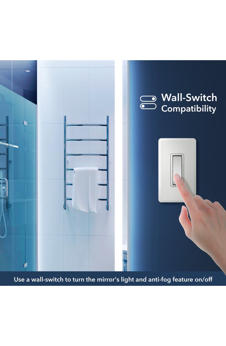 JONATHAN Y Pax Rectangular Frameless Antifog Front/Back-Lit Wall Bathroom Vanity Mirror with Smart Touch, Alternate, color, 