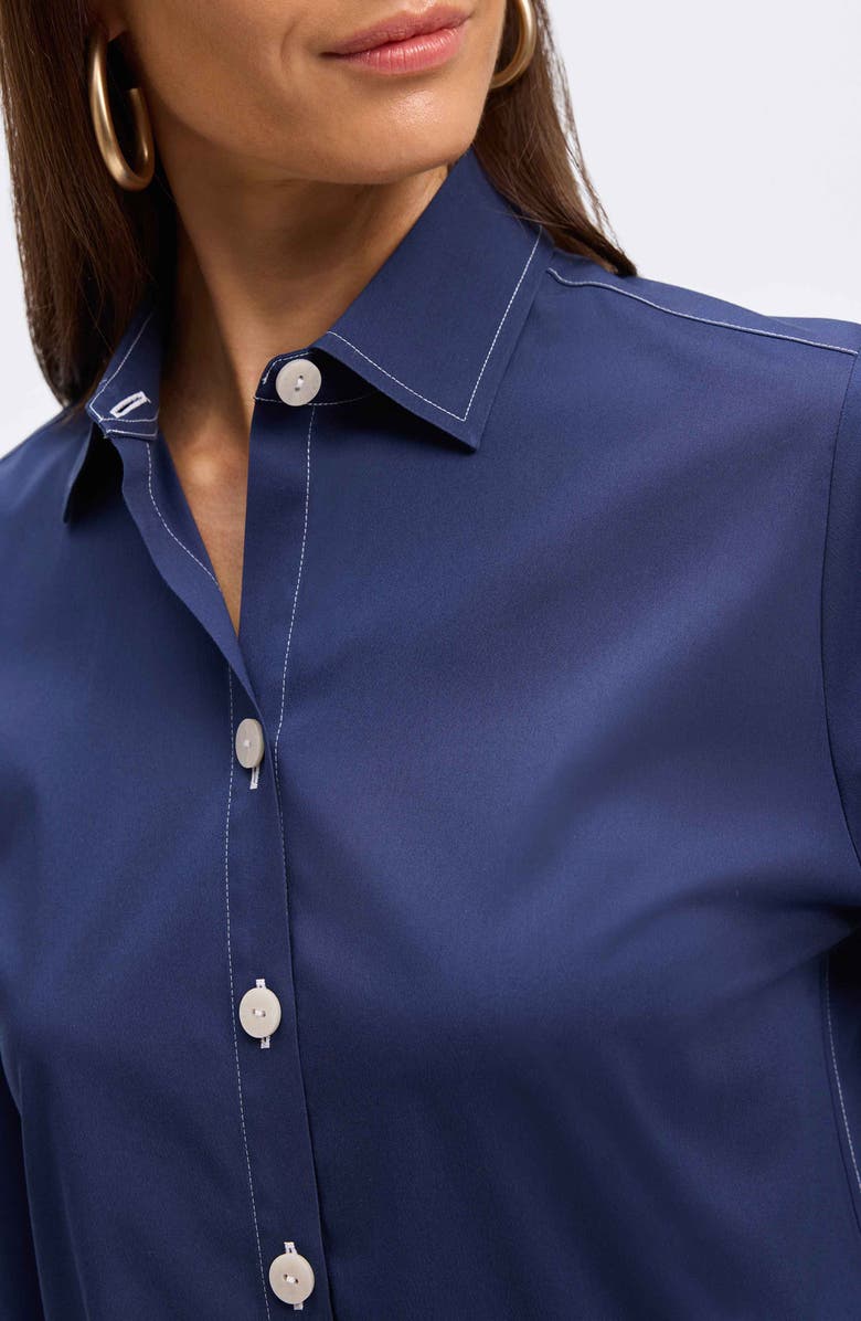 Foxcroft Kelly Button-Up Shirt, Alternate, color, Navy/ White