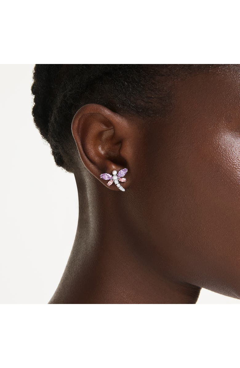 Swarovski x Ariana Grande Multicolor Crystal Stud Earrings, Alternate, color, Silver/ Multi