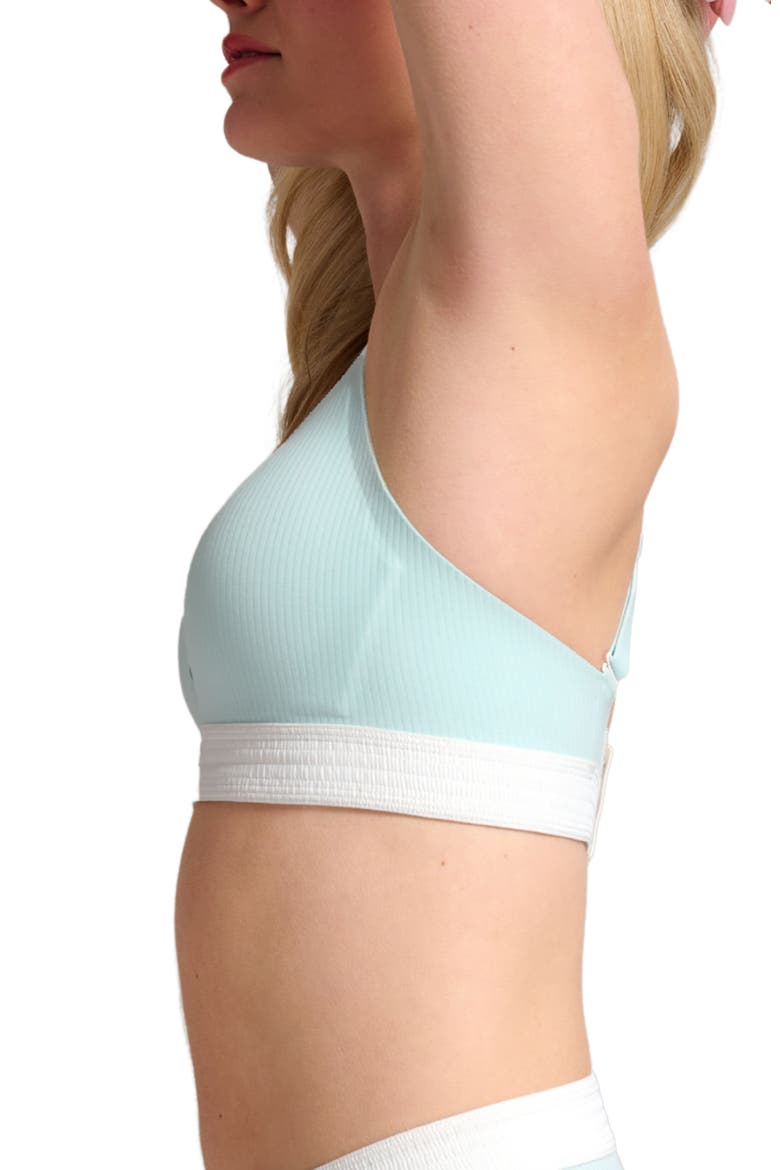 Organic Cotton Rib V-Neck Foam Bra, Alternate, color, Aqua Mist