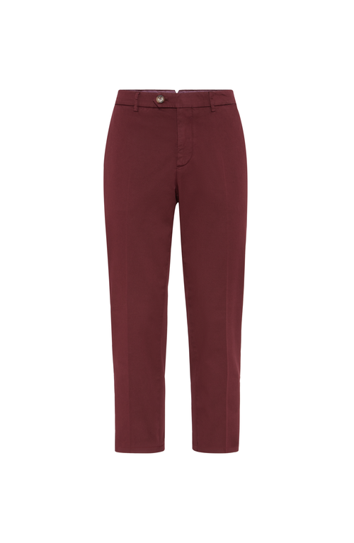 Brunello Cucinelli Garment-dyed Gabardine Trousers In Red