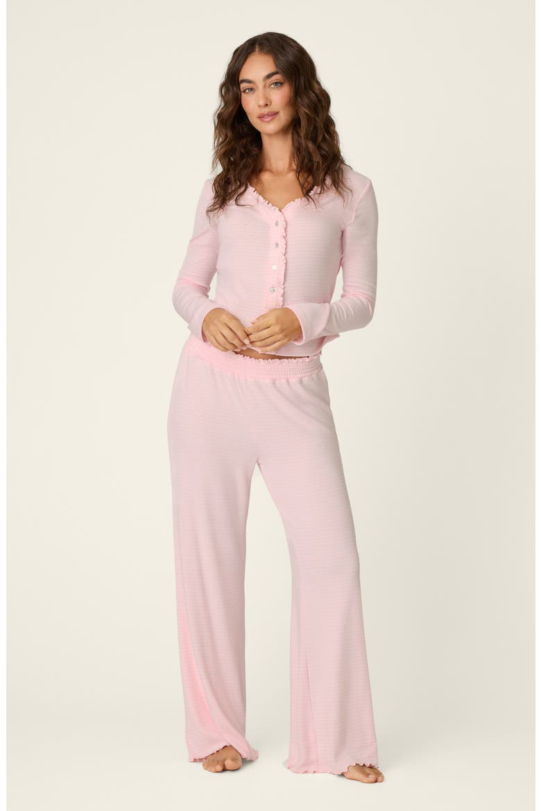 Pretty Stripes Ruffled Cardigan, Alternate, color, TENDER PINK