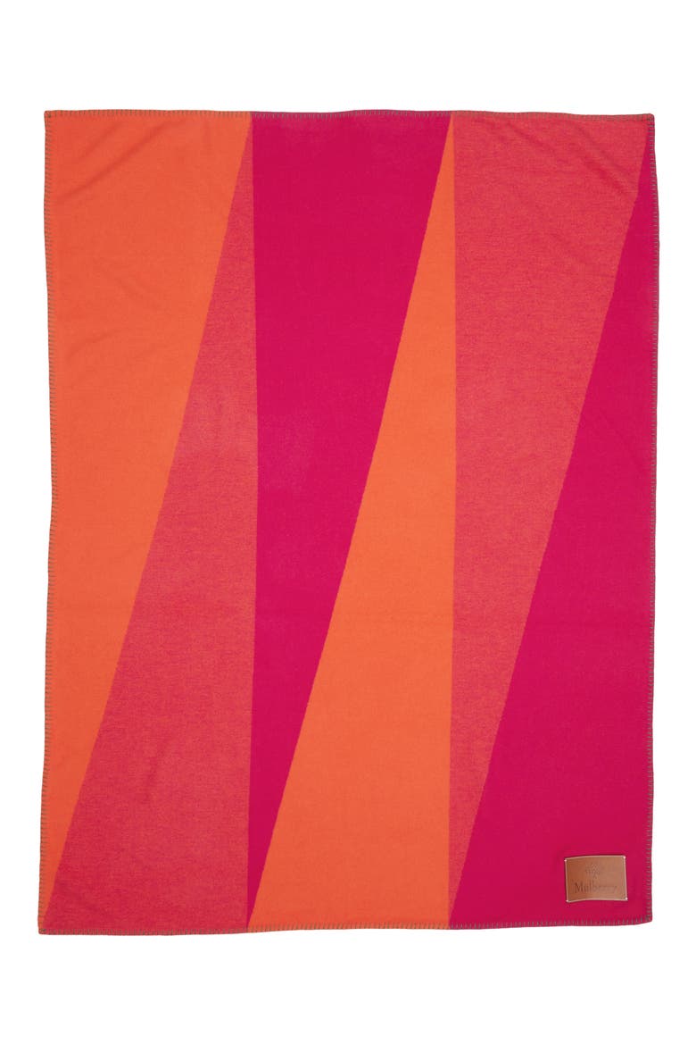 Colorblock Wool Throw Blanket, Alternate, color, MULBERRY PINK/ CORAL