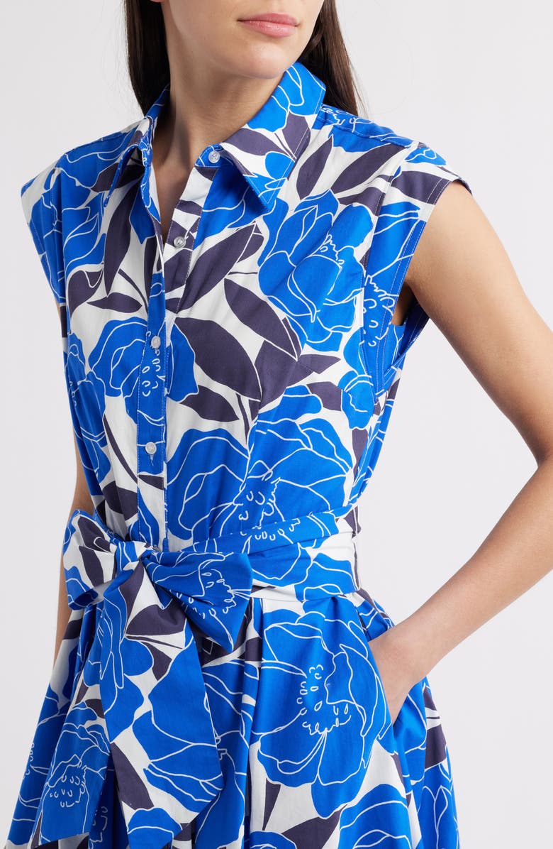 Milly Jules Camellia Floral Belted Poplin Fit & Flare Dress, Alternate, color, 