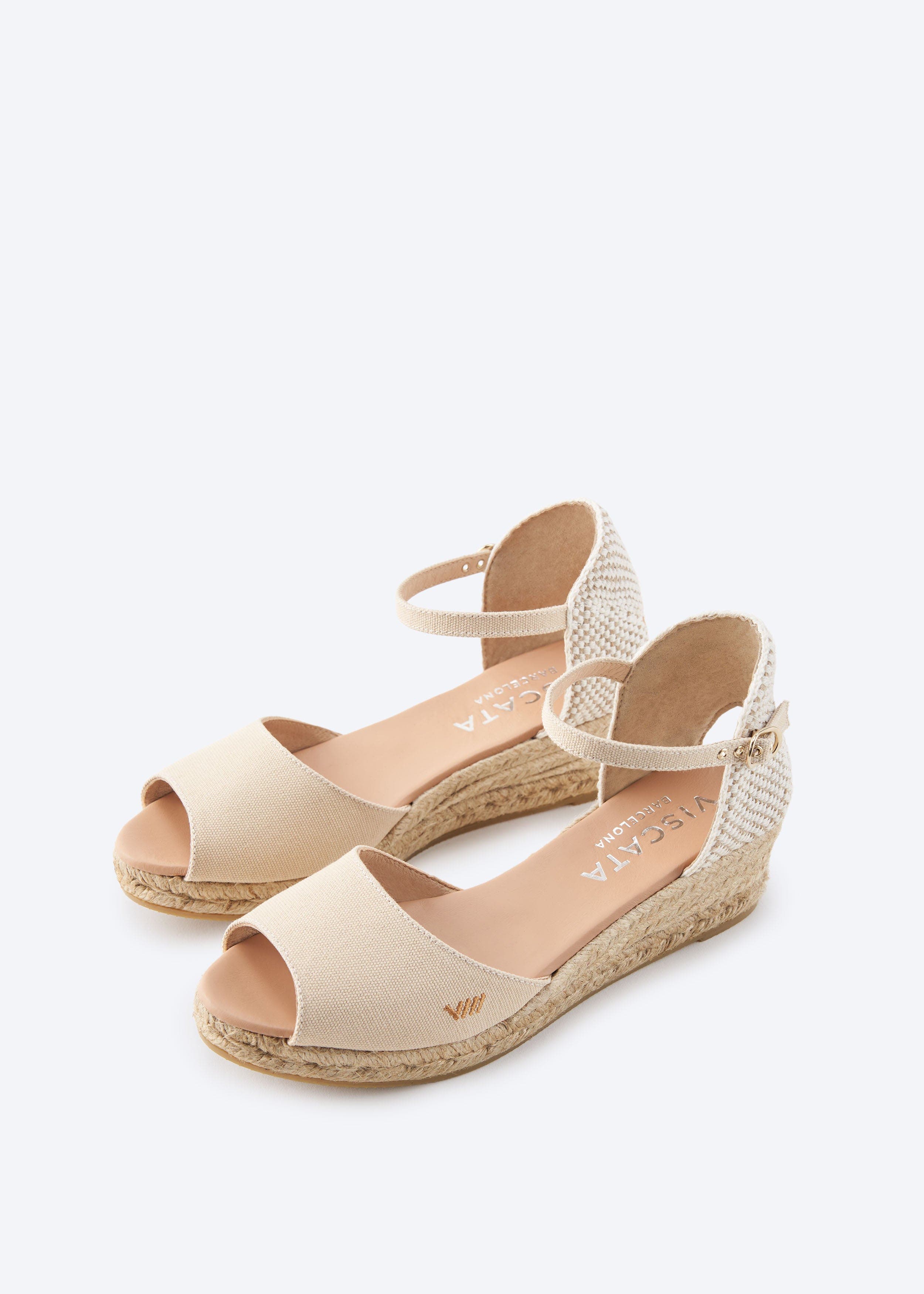 VISCATA Cavall Canvas Espadrille Sandal Wedges, Alternate, color, Beige