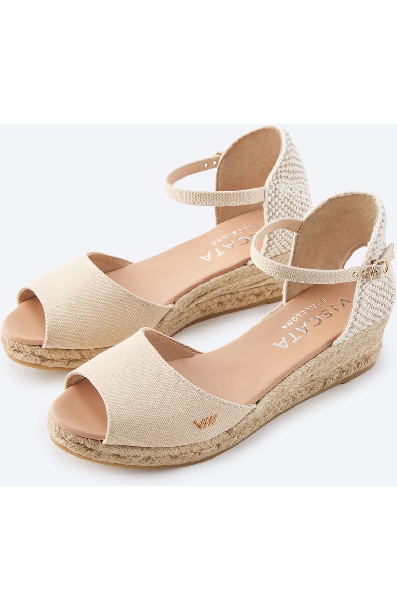 VISCATA Cavall Canvas Espadrille Sandal Wedges, Alternate, color, Beige