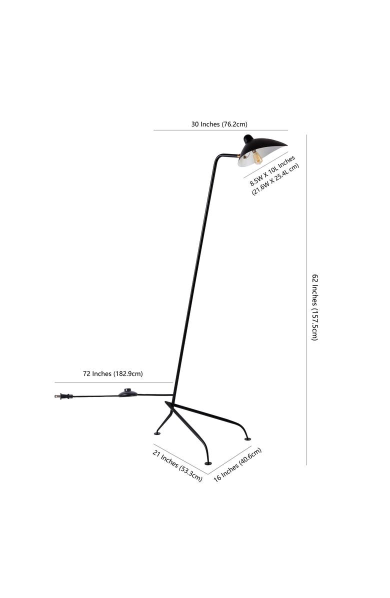 JONATHAN Y Frank Iron Retro Minimalist LED Floor Lamp, Alternate, color, Brass Gold