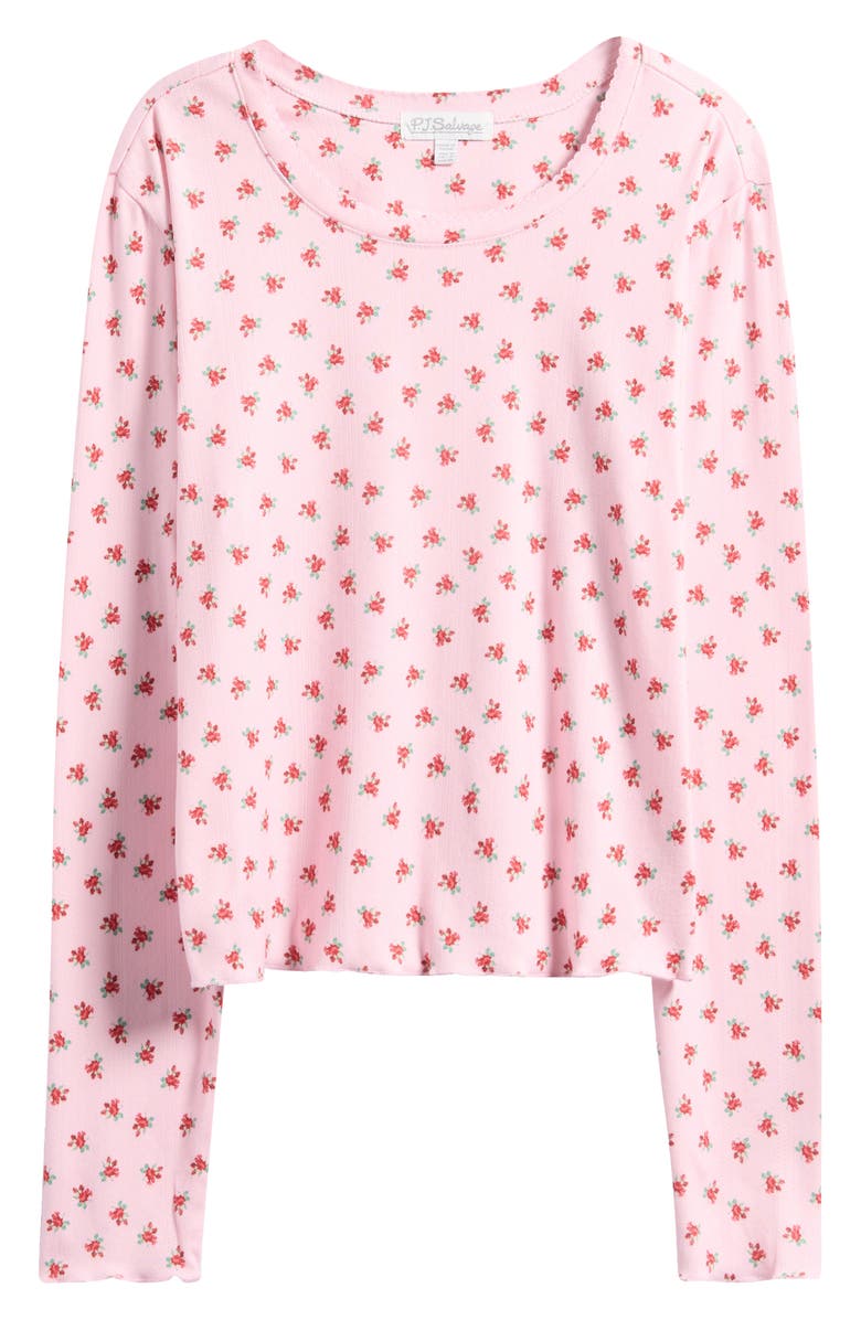 PJ Salvage Crazy for the Holidays Brushed Pointelle Pajama Top, Alternate, color, Pink