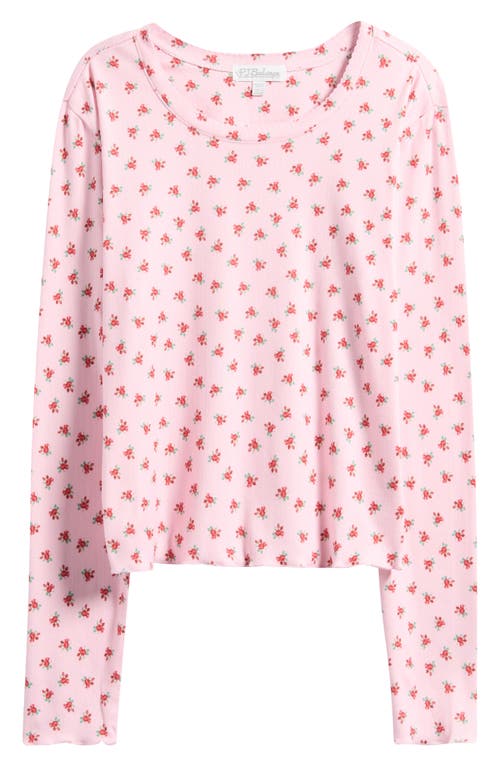 Pj Salvage Crazy For The Holidays Brushed Pointelle Pajama Top In Pink