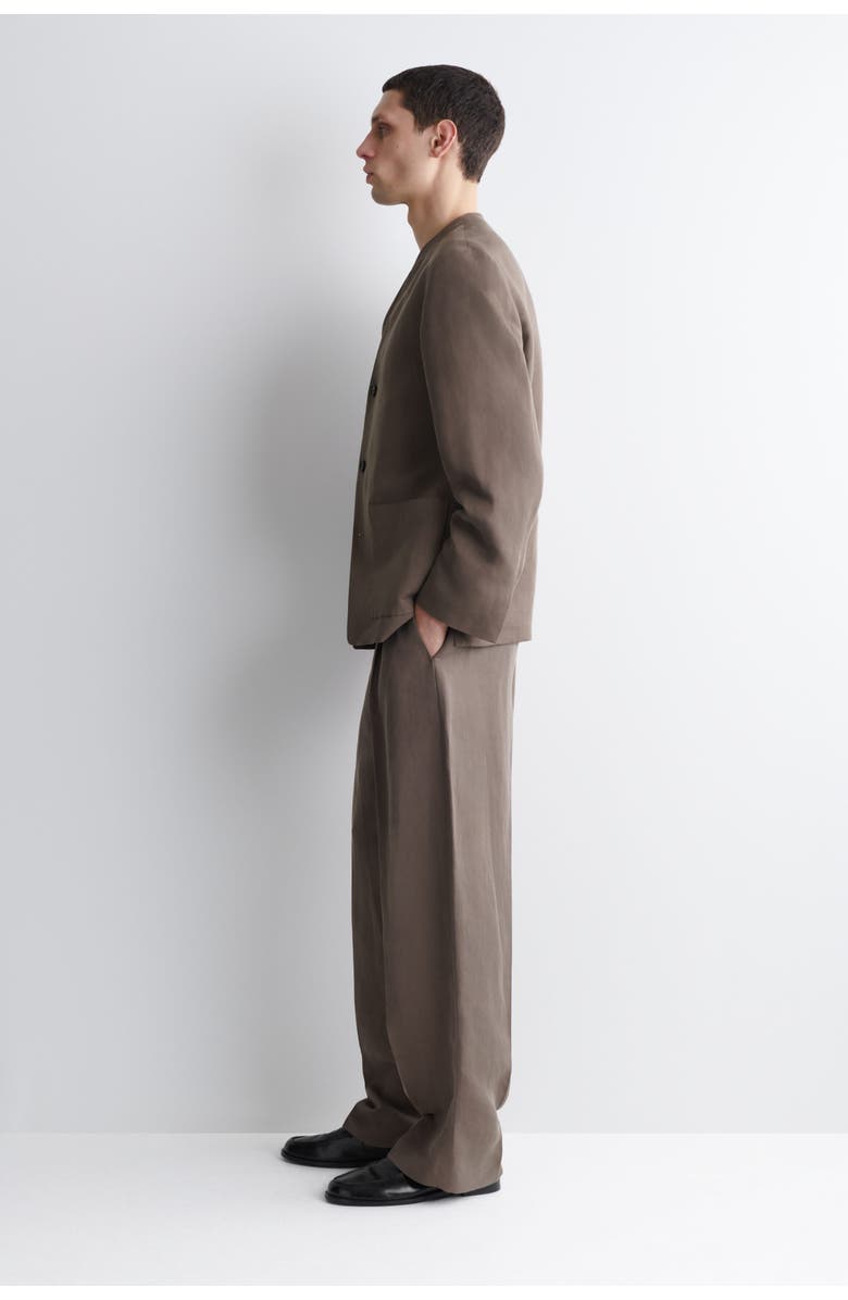 COS Collarless Linen-Blend Blazer, Alternate, color, Brown
