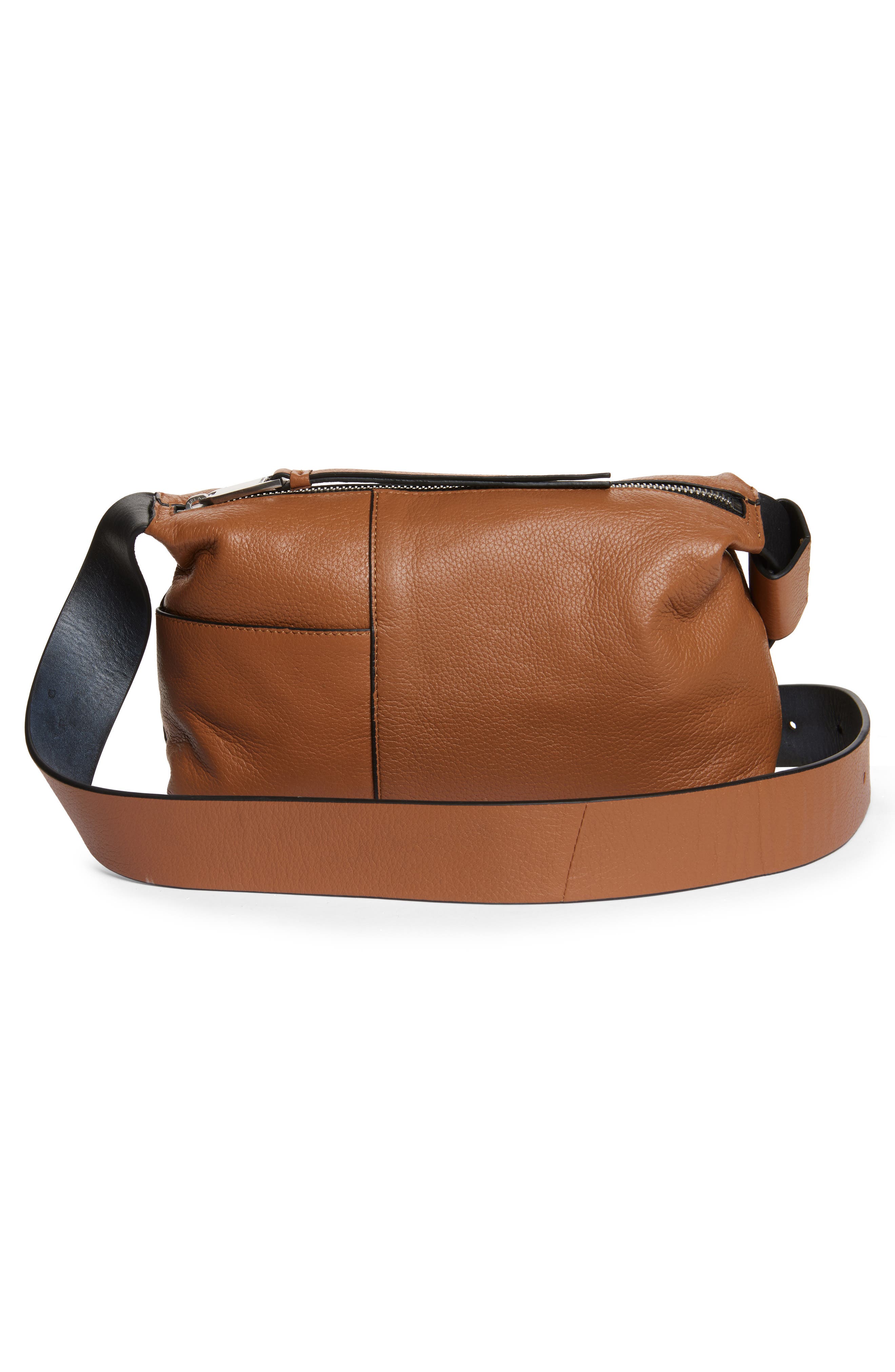 Small Alba Zip Leather Crossbody Bag, Alternate, color, ACETONE TAN BROWN