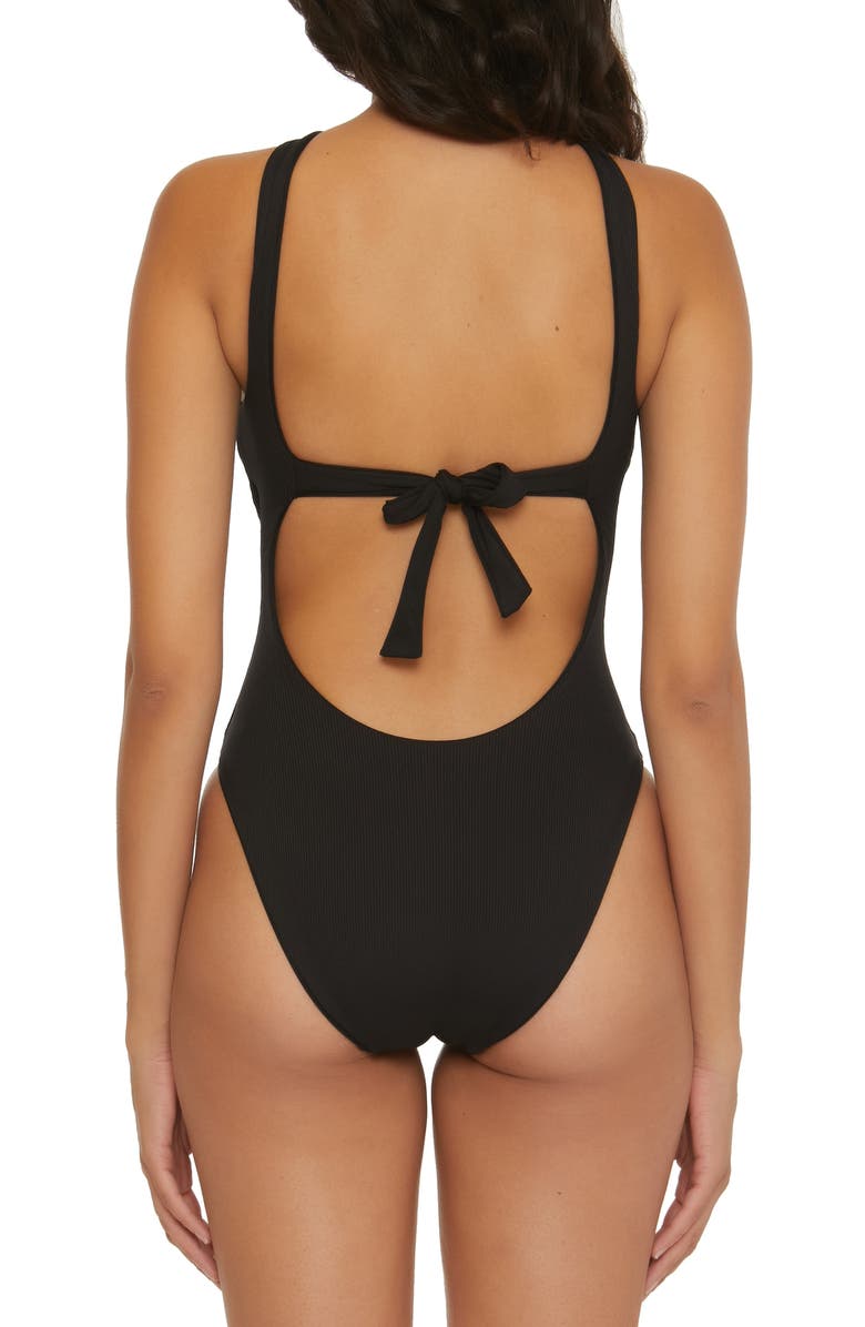 Becca Fine Line Hardware Cutout One-Piece Swimsuit, Alternate, color,