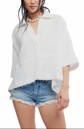 Happy Days Oversized Cotton Gauze Button-Up Top