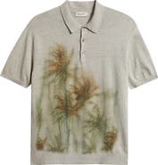 Bugatchi Palm Tree Graphic Linen & Cotton Polo Sweater