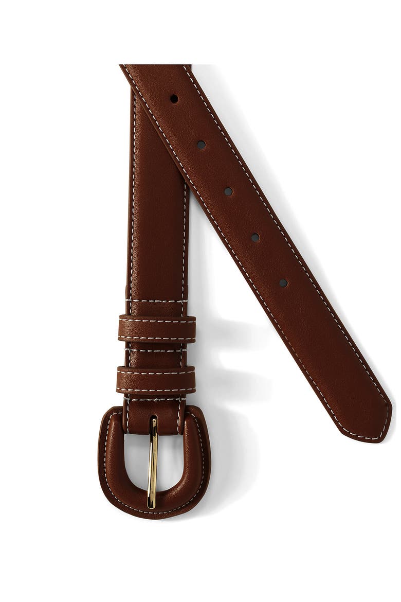 Plus Size Wrapped Buckle Belt, Alternate, color, Cognac