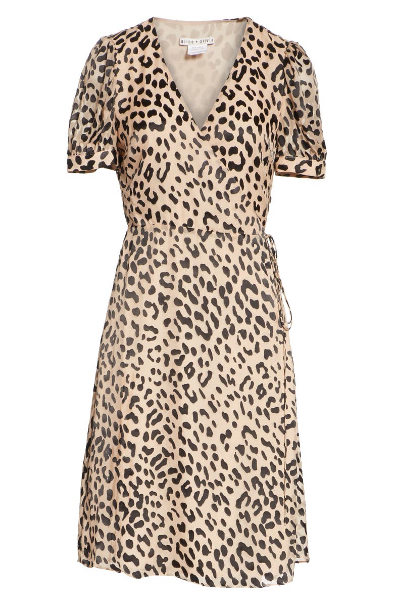 Alice + Olivia Puff Sleeve Wrap Dress, Alternate, color, 