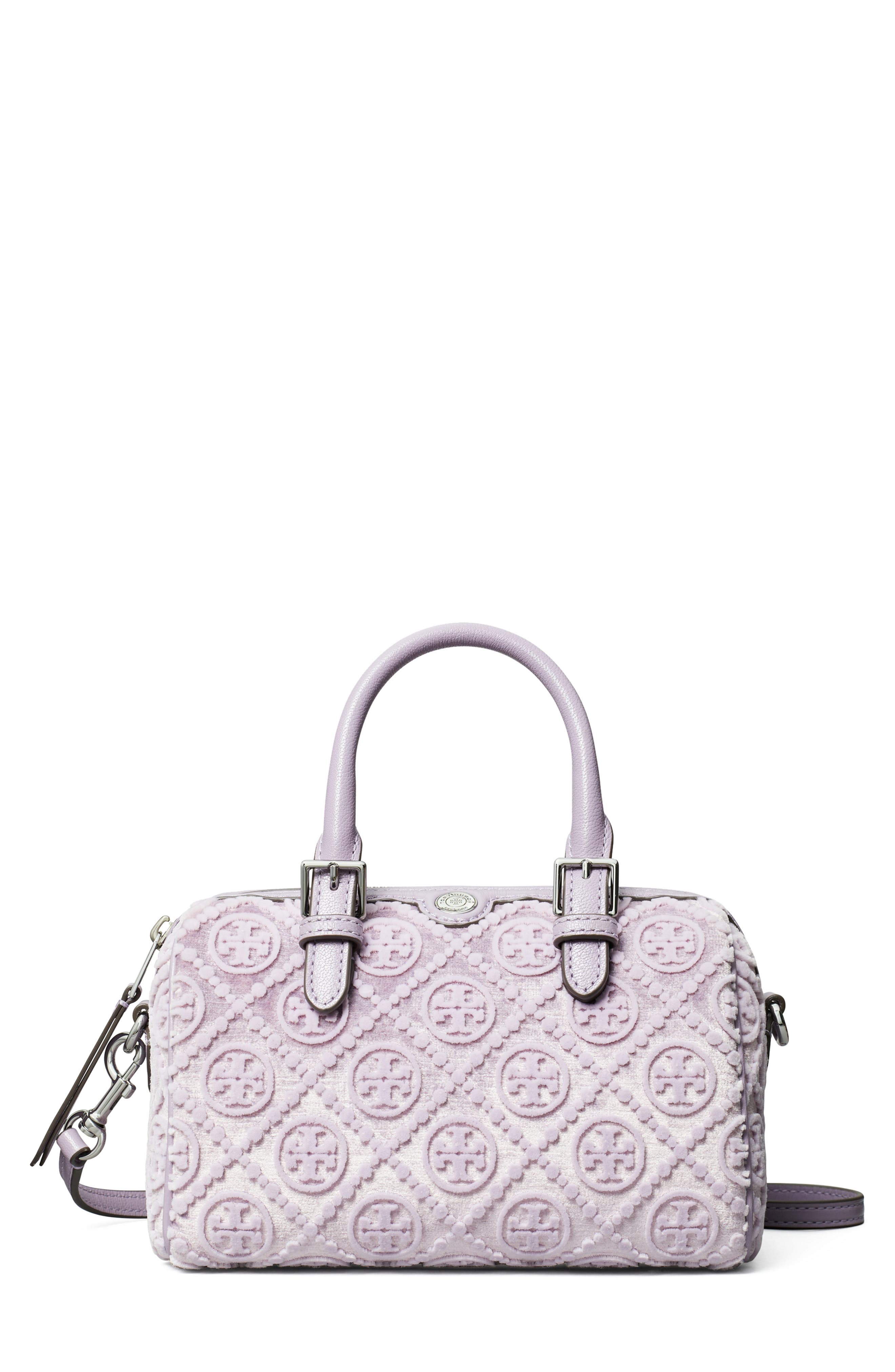 Tory Burch Petite T Monogram Fil Coupé Barrel Bag, Main, color, 